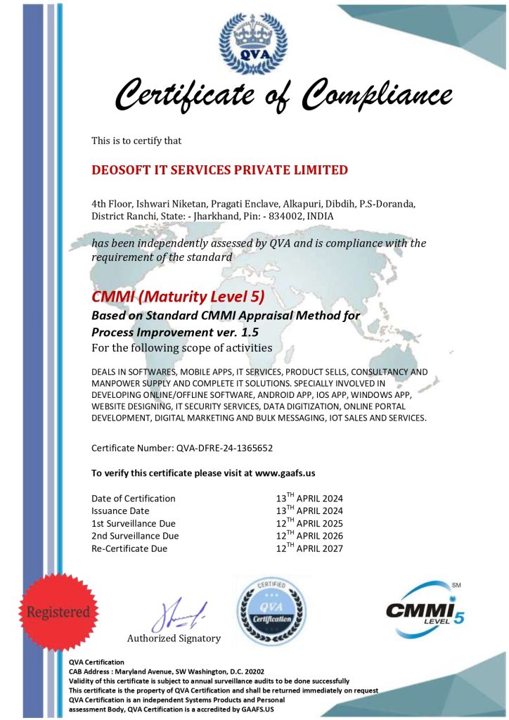 deosoft it services private cmmi 5 qva page 0001 724x1024