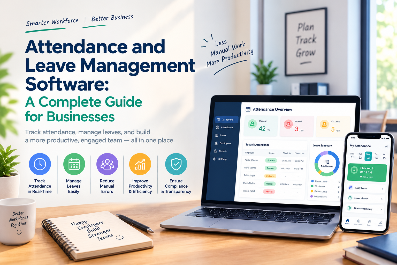 Attendance and leave management software dashboard